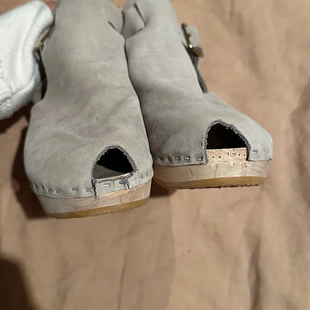 Bryr Clog Leather Gray Size 40 mid heel never worn - Picture 5 of 6